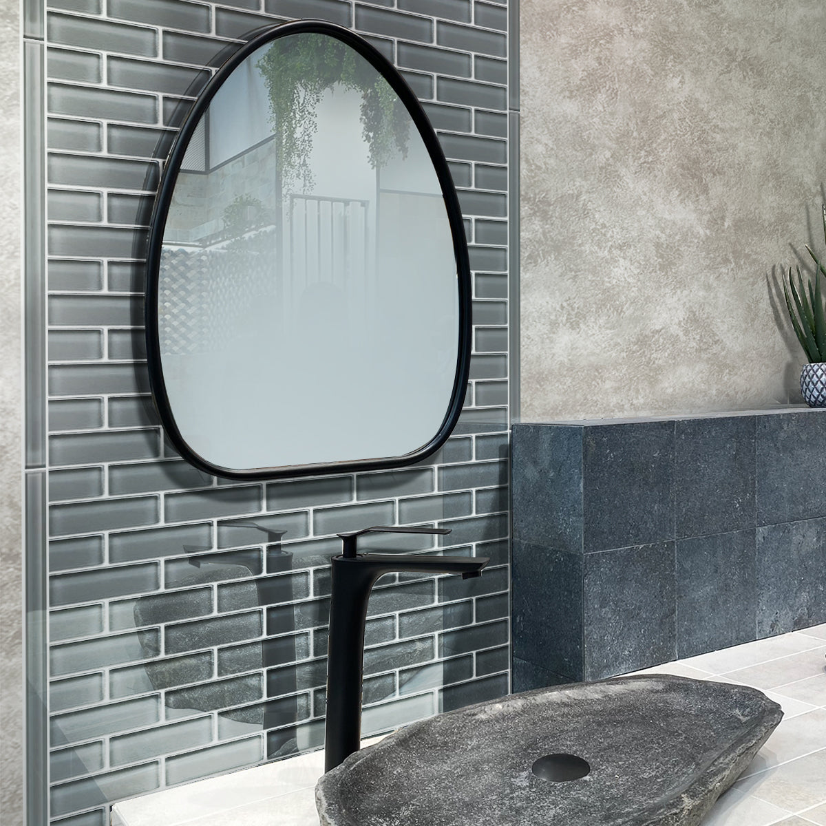 Coin Gray 12x12 Glossy Brick Glass Mosaic Tile (5 pack, 4.92 sq ft/case)