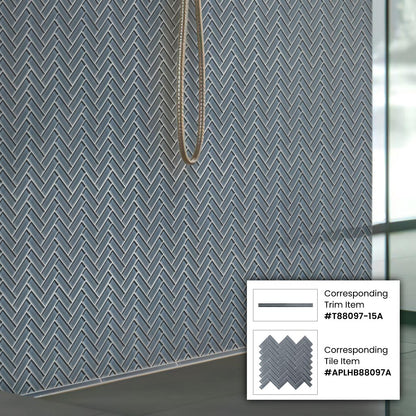 Coin Gray 11x13 Glossy Herringbone Glass Mosaic Tile (5 pack, 4.8125 sq ft/case) - Sample