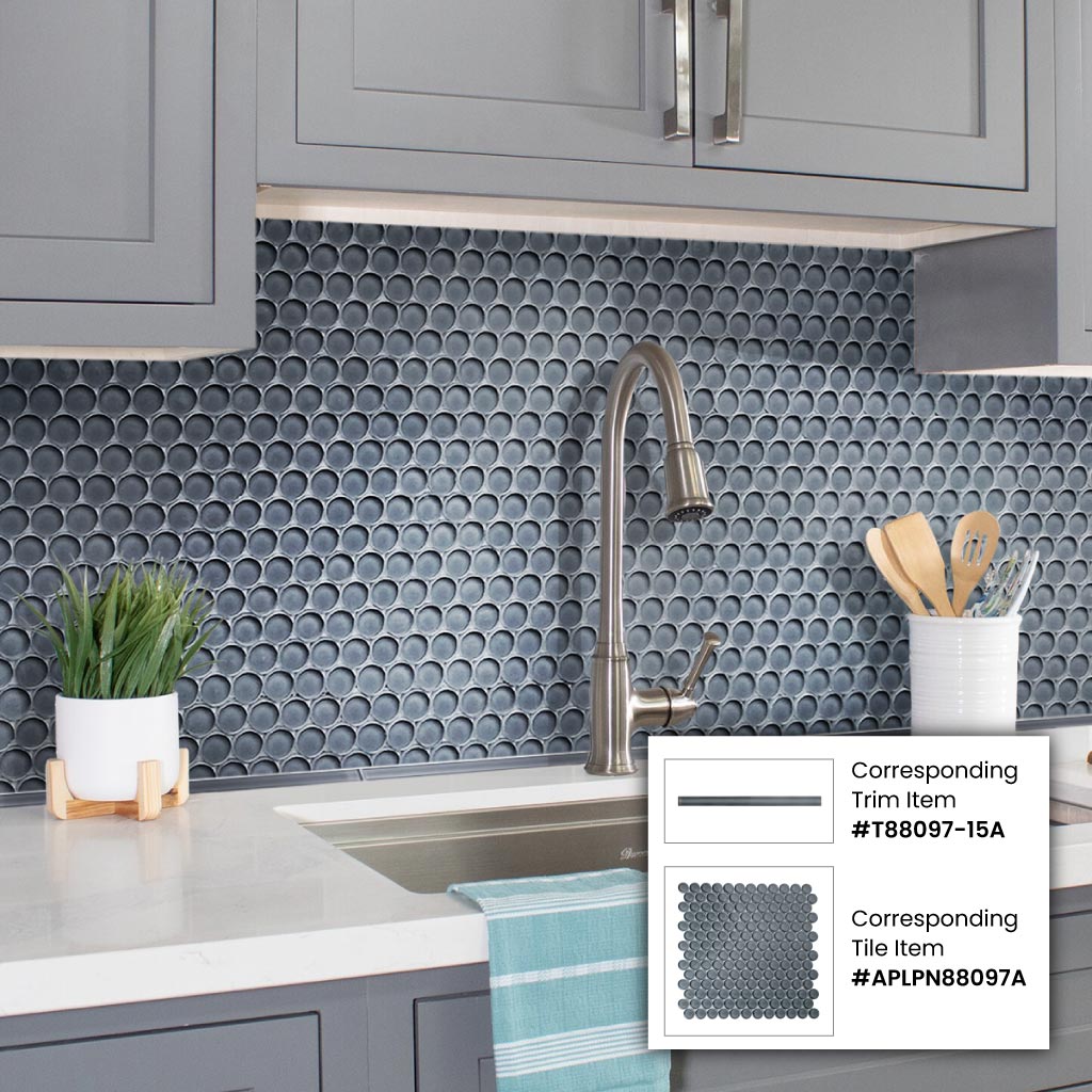 Coin Gray 12x12 Glossy Penny Round Glass Mosaic Tile (5 pack, 5 sq ft/case)