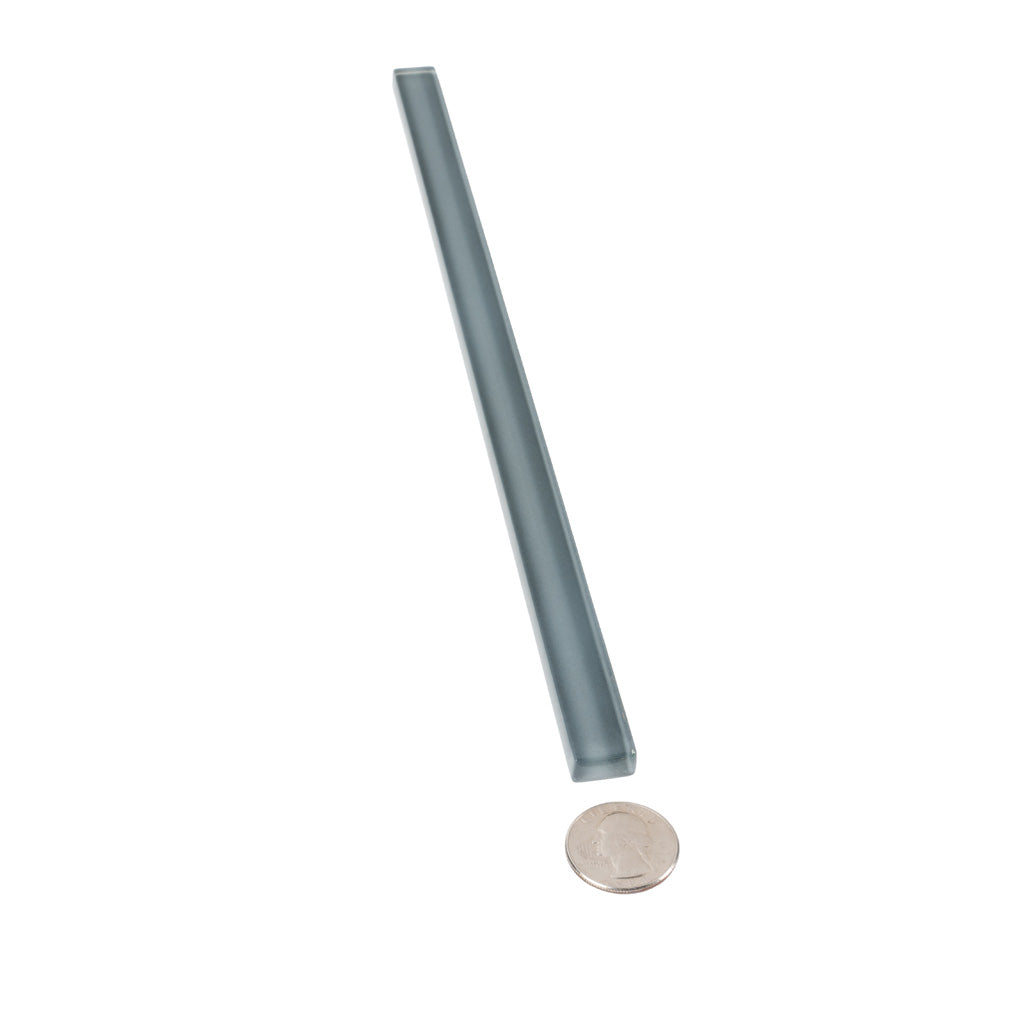 Dark Gray 0.5x12 Glass Glossy Pencil Tile Trim (10 pack, 0.5 sq ft/case)
