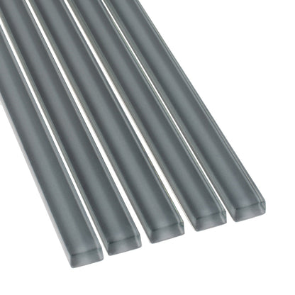 Dark Gray 0.5x12 Glass Glossy Pencil Tile Trim (10 pack, 0.5 sq ft/case)