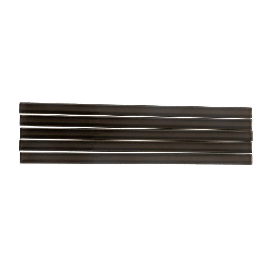 Ash Gray 0.6x12 Glass Glossy Pencil Tile Trim (10 pack, 0.5 sq ft/case)