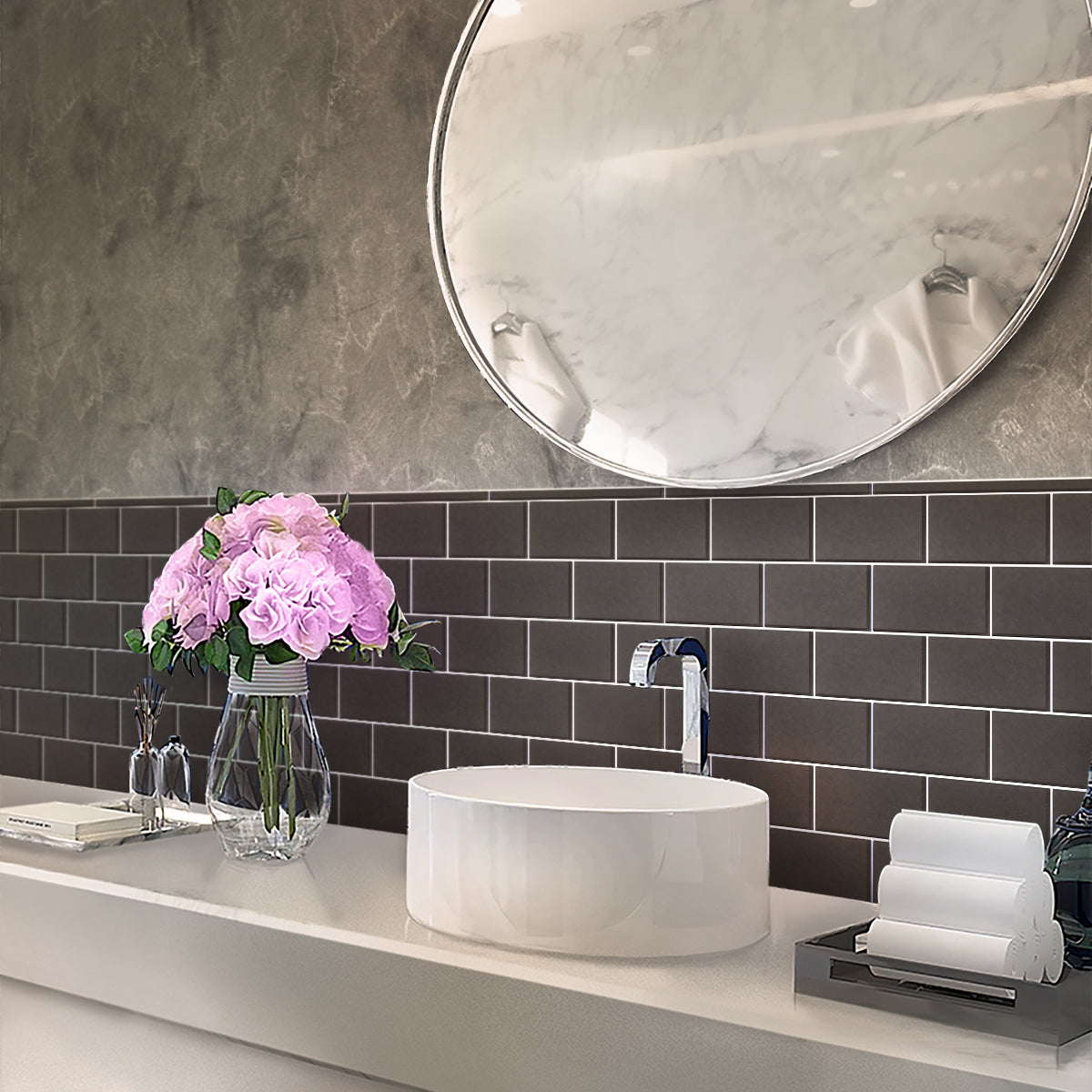 Ash Gray 3x6 Matte Subway Glass Tile (40 pack, 5 sq ft/case)
