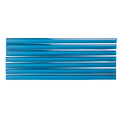 Cerulean Blue 0.5x12 Glossy Glass Pencil Tile Trim (10 pack, 0.5 sq ft/case)