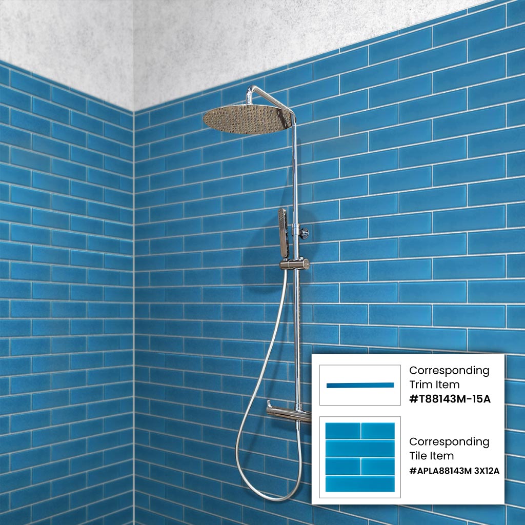 Cerulean Blue 3x12 Matte Subway Glass Tile (20 pack, 5 sq ft/case) - Sample