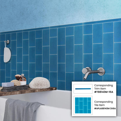 Cerulean Blue 3x6 Matte Subway Glass Tile (40 pack, 5 sq ft/case) - Sample