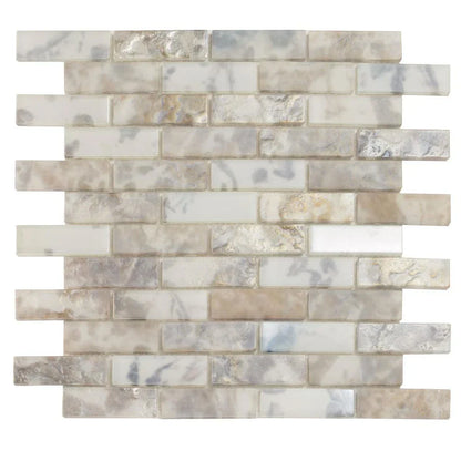 Grey 12x12 Matte Brick Glass Mosaic Tile (10 pack, 9.5 sq ft/case)