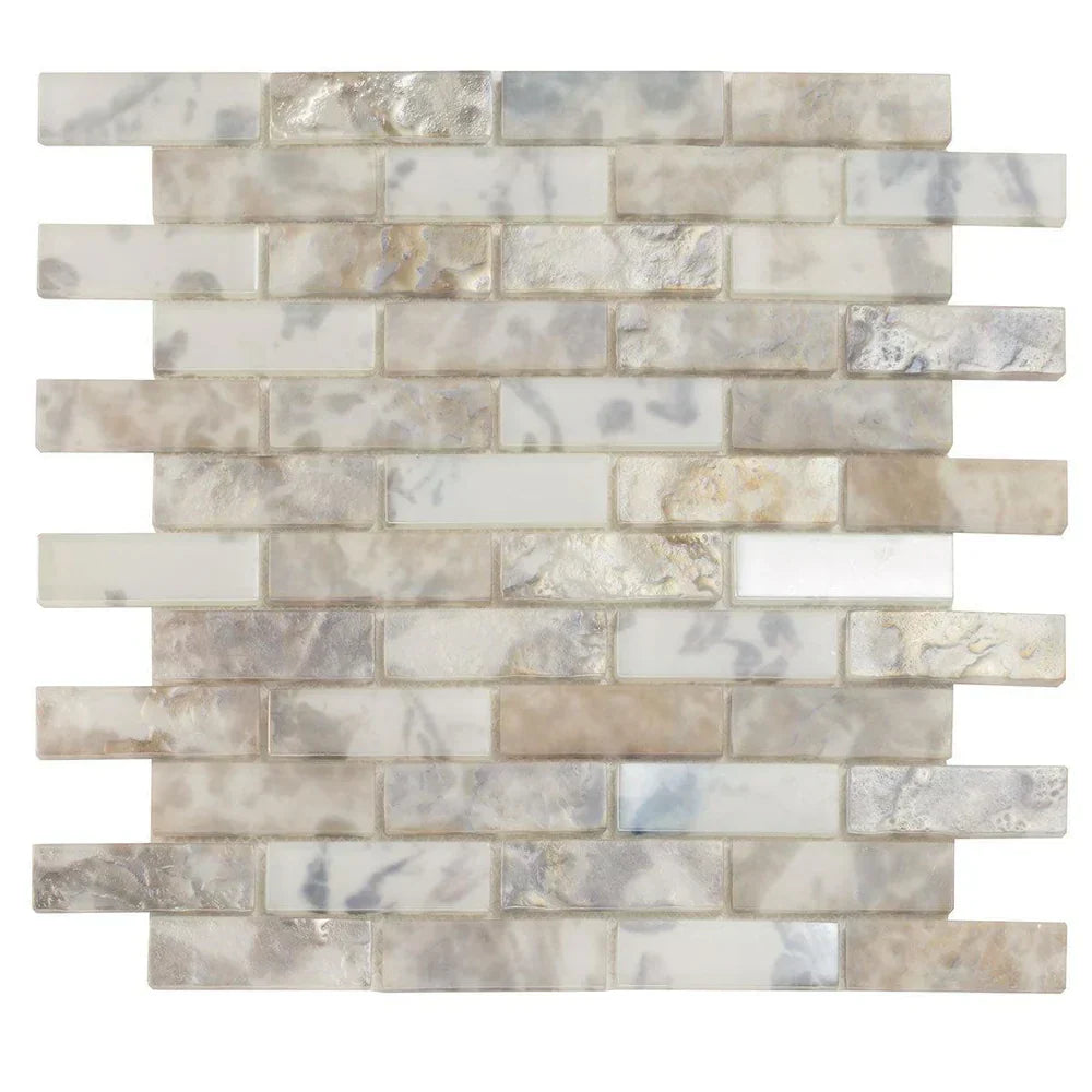 Grey 12x12 Matte Brick Glass Mosaic Tile (10 pack, 9.5 sq ft/case) - Sample