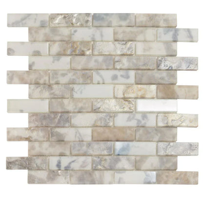 Grey 12x12 Matte Brick Glass Mosaic Tile (10 pack, 9.5 sq ft/case) - Sample