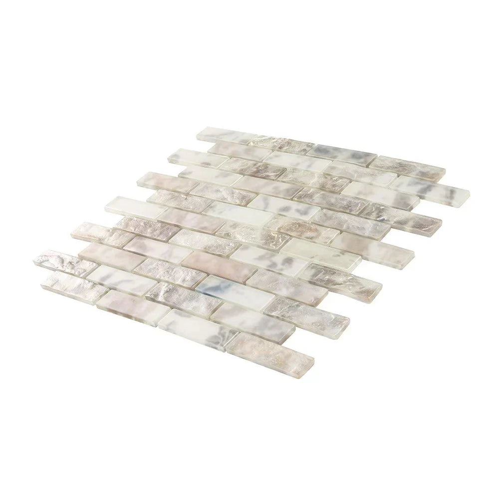 Grey 12x12 Matte Brick Glass Mosaic Tile (10 pack, 9.5 sq ft/case) - Sample