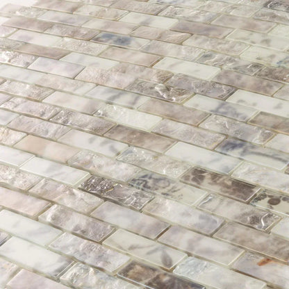 Grey 12x12 Matte Brick Glass Mosaic Tile (10 pack, 9.5 sq ft/case) - Sample