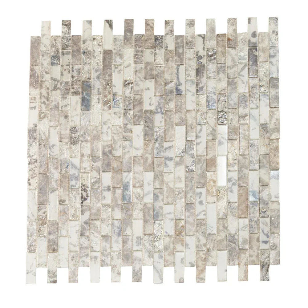 Grey 12x12 Matte Brick Glass Mosaic Tile (10 pack, 9.5 sq ft/case)