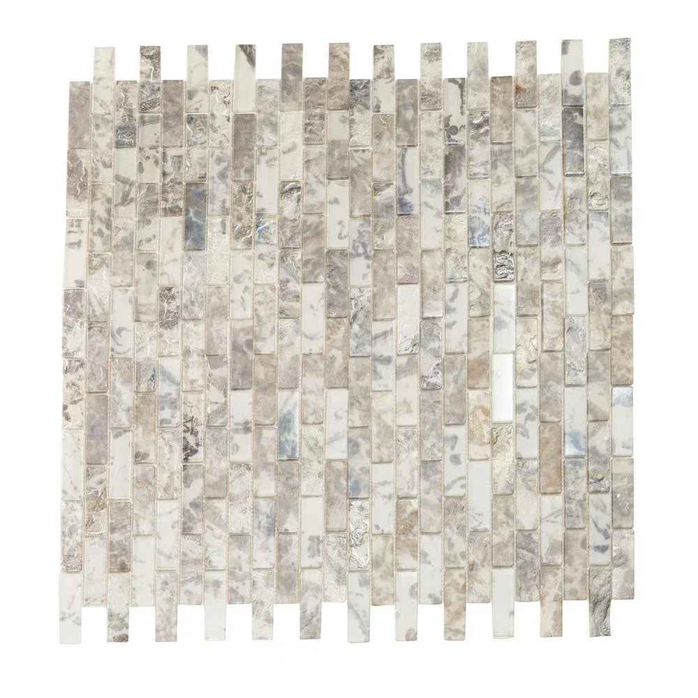 Grey 12x12 Matte Brick Glass Mosaic Tile (10 pack, 9.5 sq ft/case) - Sample