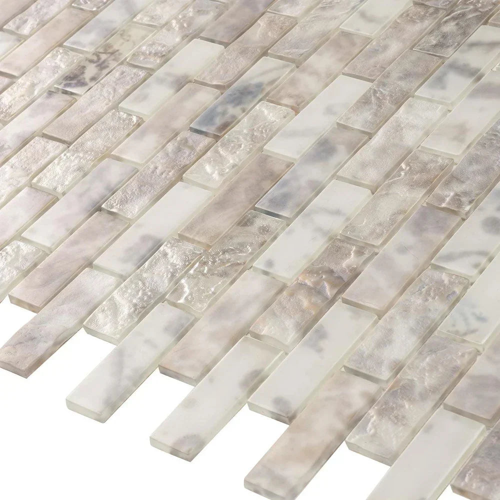 Grey 12x12 Matte Brick Glass Mosaic Tile (10 pack, 9.5 sq ft/case) - Sample