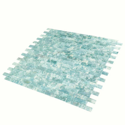 Aqua 12x12 Matte Brick Glass Mosaic Tile (10 pack, 9.5 sq ft/case) - Sample