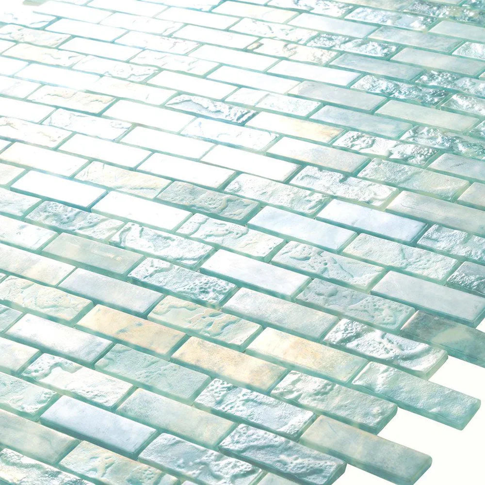 Aqua 12x12 Matte Brick Glass Mosaic Tile (10 pack, 9.5 sq ft/case)