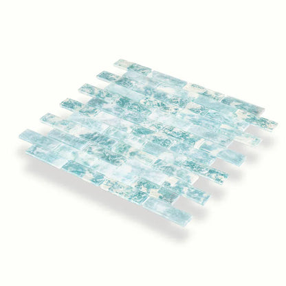 Aqua 12x12 Matte Brick Glass Mosaic Tile (10 pack, 9.5 sq ft/case) - Sample