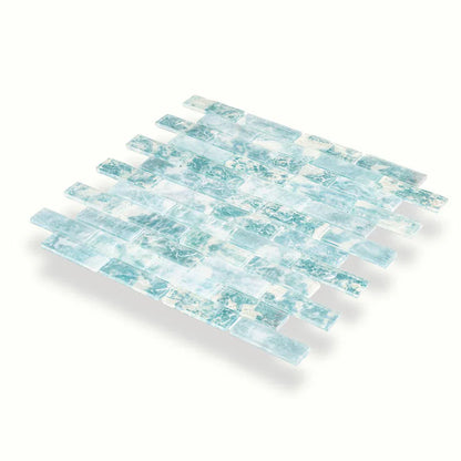 Aqua 12x12 Matte Brick Glass Mosaic Tile (10 pack, 9.5 sq ft/case)