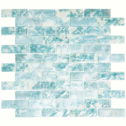 Aqua 12x12 Matte Brick Glass Mosaic Tile (10 pack, 9.5 sq ft/case)