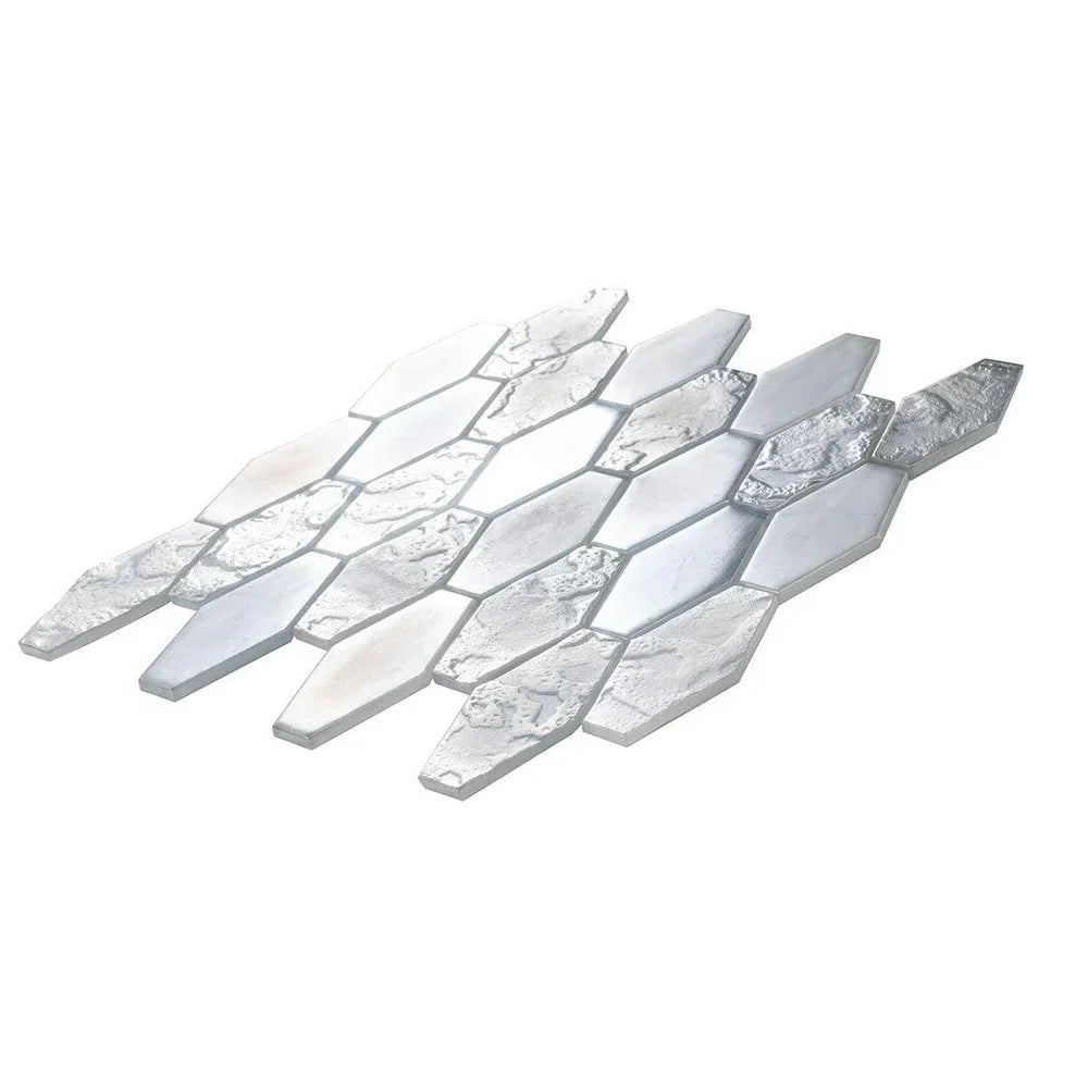 Grey 11x12 Matte Elongated Hexagon Glass Mosaic Tile (10 pack, 8.6 sq ft/case) - Sample