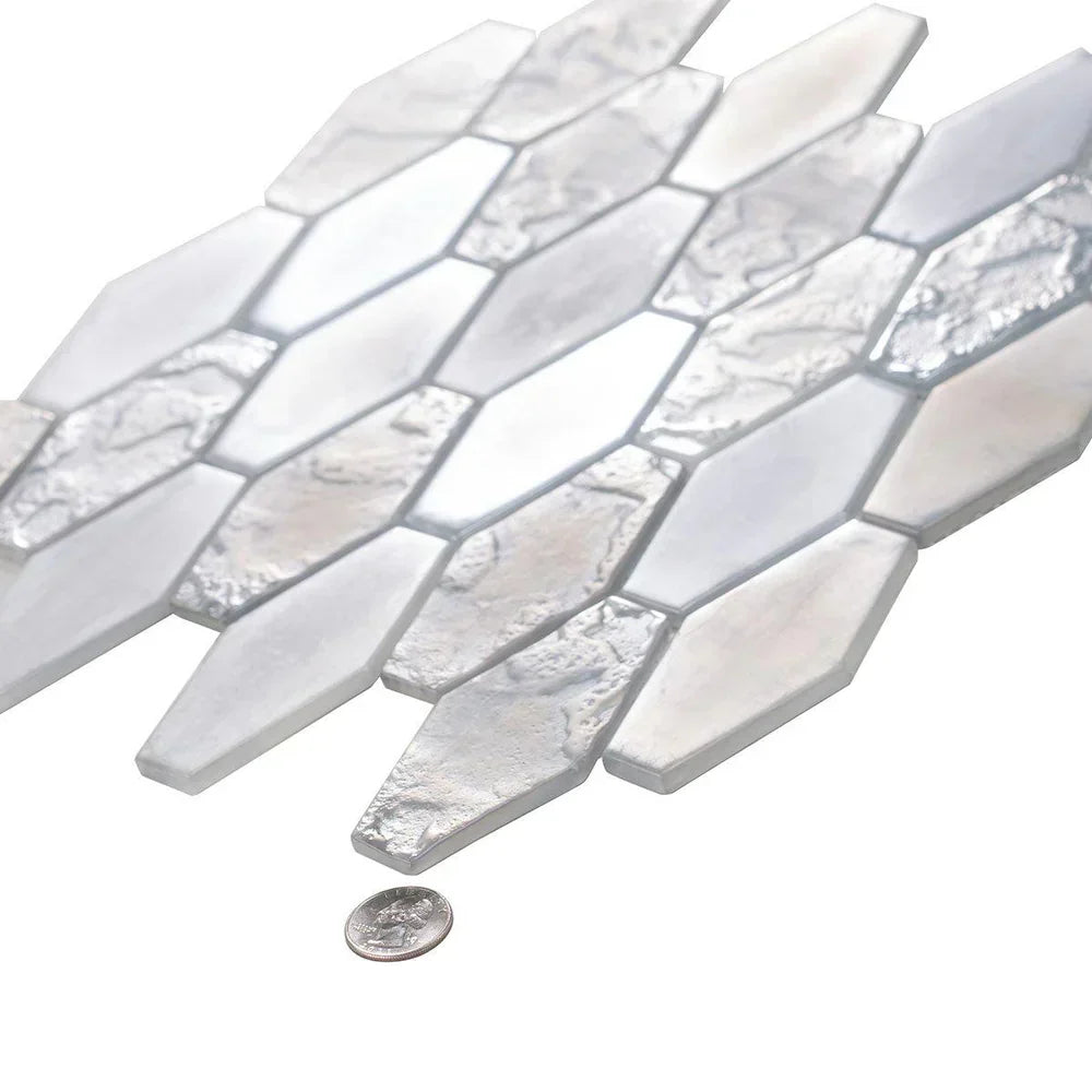 Grey 11x12 Matte Elongated Hexagon Glass Mosaic Tile (10 pack, 8.6 sq ft/case) - Sample