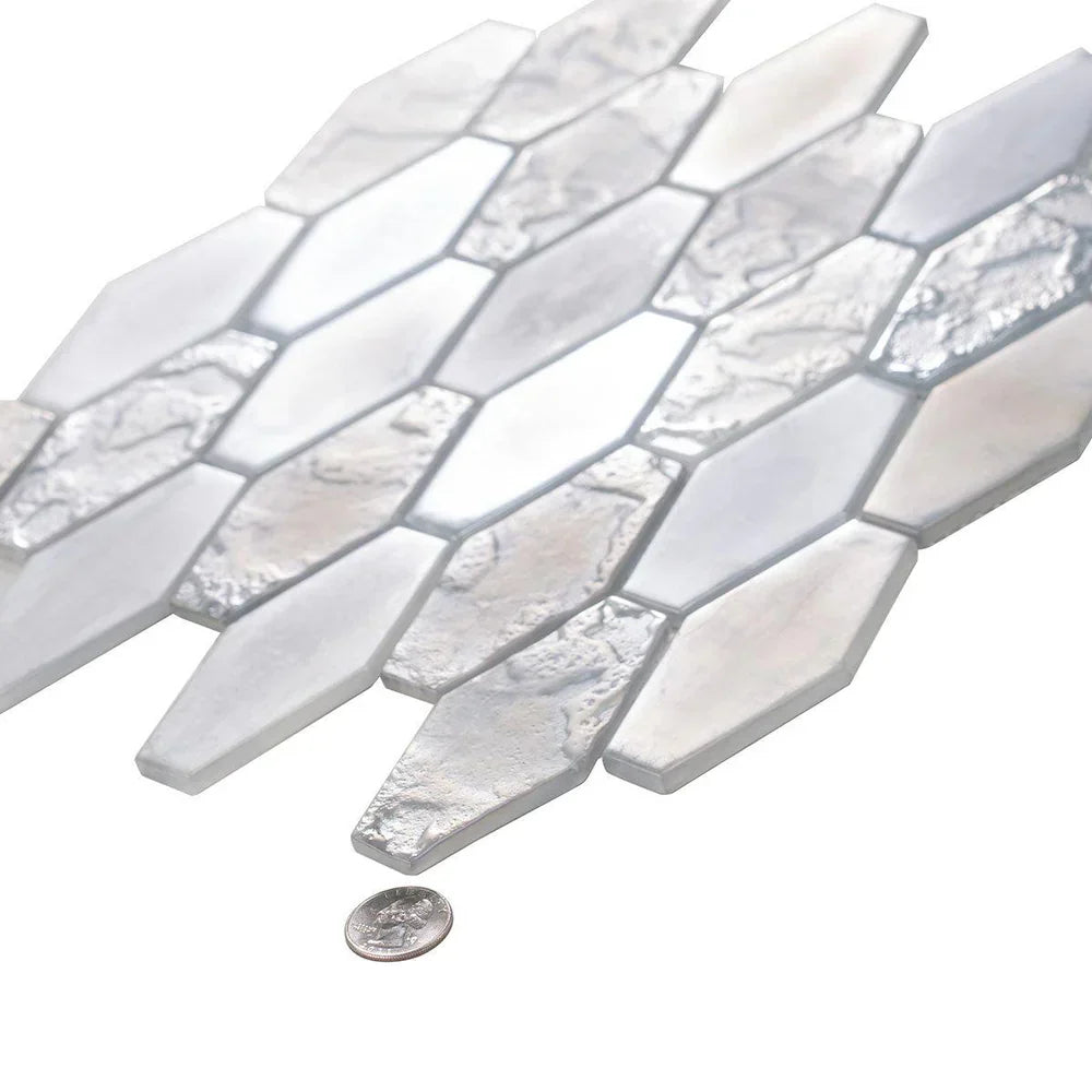 Grey 11x12 Matte Elongated Hexagon Glass Mosaic Tile (10 pack, 8.6 sq ft/case)