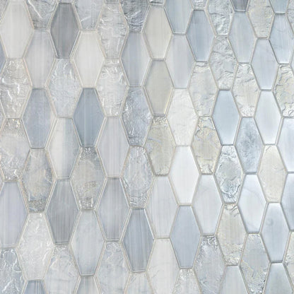 Grey 11x12 Matte Elongated Hexagon Glass Mosaic Tile (10 pack, 8.6 sq ft/case)