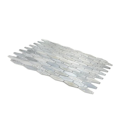 Grey 11x12 Matte Elongated Hexagon Glass Mosaic Tile (10 pack, 8.6 sq ft/case)