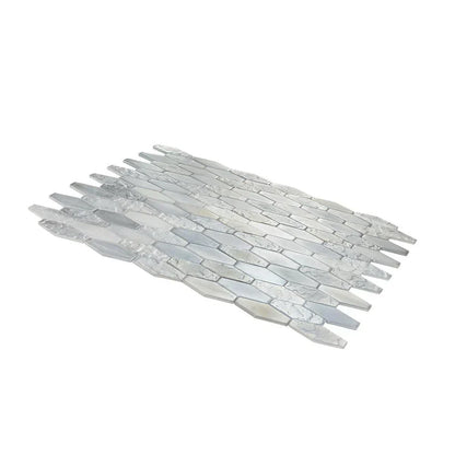 Grey 11x12 Matte Elongated Hexagon Glass Mosaic Tile (10 pack, 8.6 sq ft/case) - Sample