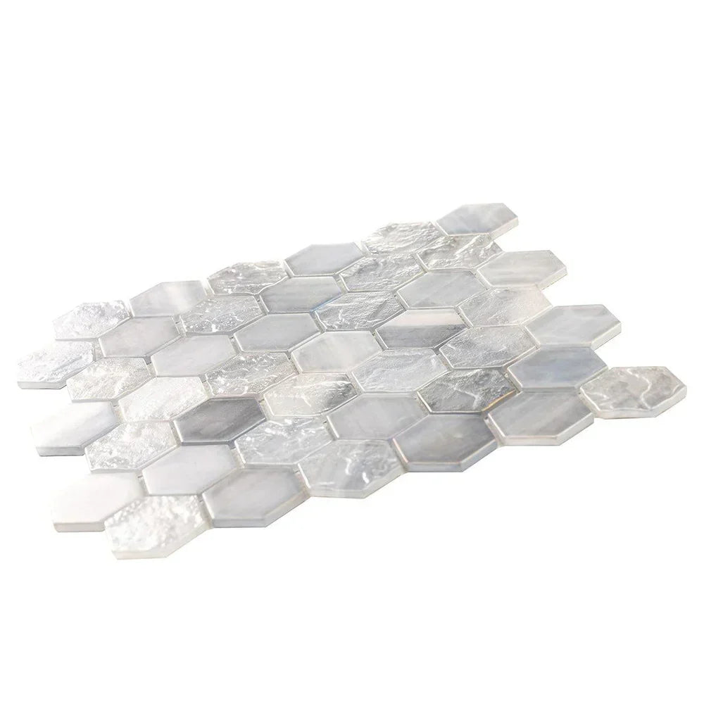 Grey 12x12 Matte Hexagon Glass Mosaic Tile (10 pack, 9.6 sq ft/case)