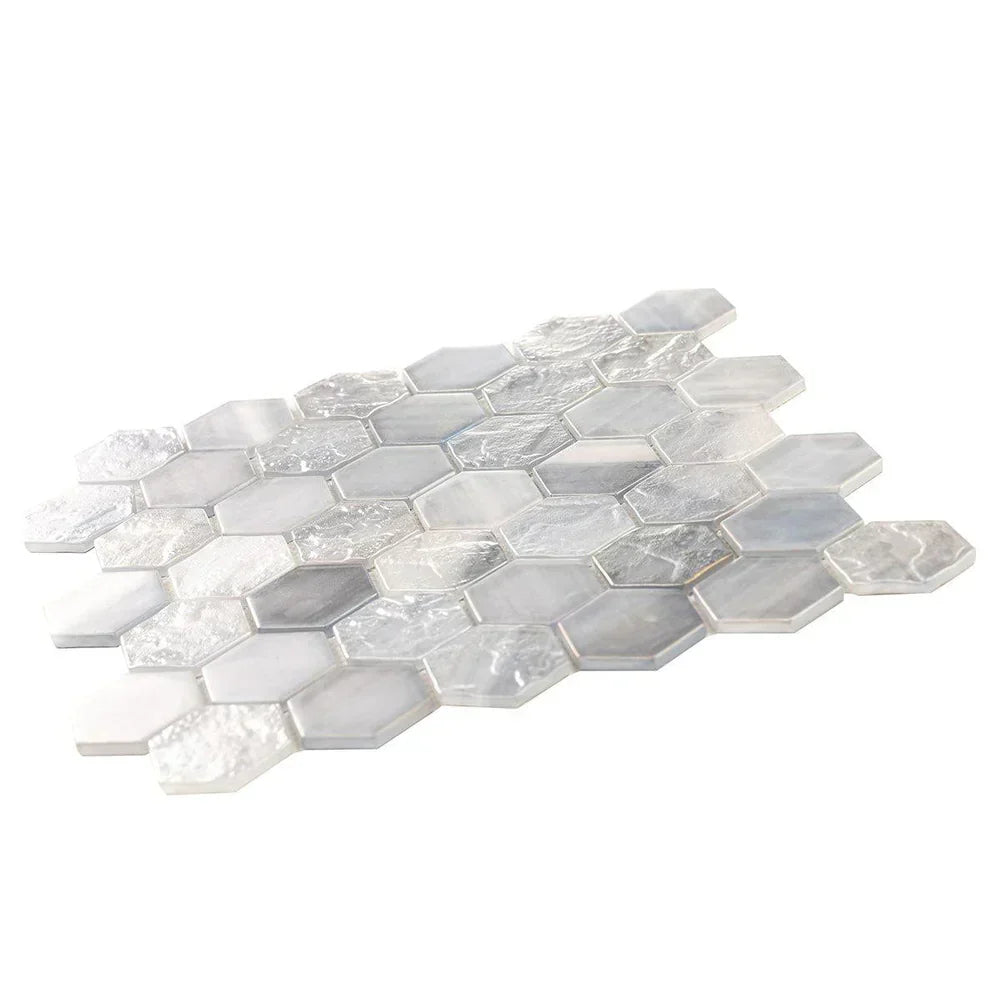 Grey 12x12 Matte Hexagon Glass Mosaic Tile (10 pack, 9.6 sq ft/case) - Sample