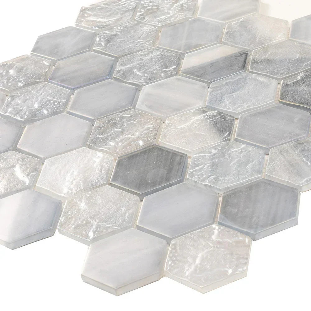 Grey 12x12 Matte Hexagon Glass Mosaic Tile (10 pack, 9.6 sq ft/case)