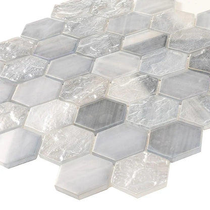 Grey 12x12 Matte Hexagon Glass Mosaic Tile (10 pack, 9.6 sq ft/case)