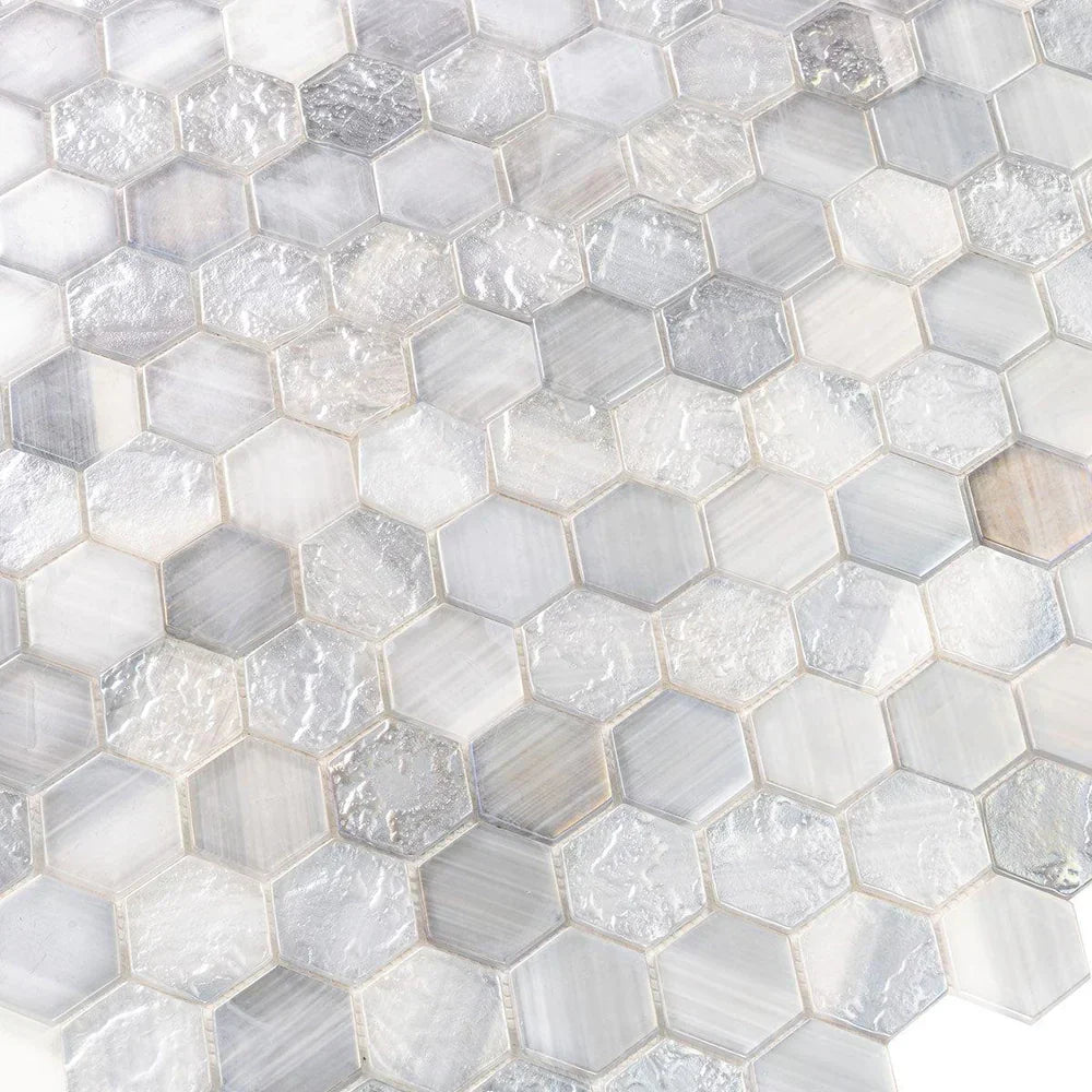 Grey 12x12 Matte Hexagon Glass Mosaic Tile (10 pack, 9.6 sq ft/case) - Sample