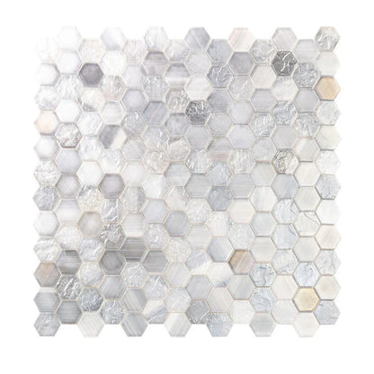 Grey 12x12 Matte Hexagon Glass Mosaic Tile (10 pack, 9.6 sq ft/case)