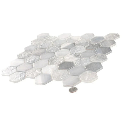 Grey 12x12 Matte Hexagon Glass Mosaic Tile (10 pack, 9.6 sq ft/case) - Sample