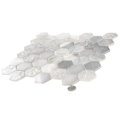 Grey 12x12 Matte Hexagon Glass Mosaic Tile (10 pack, 9.6 sq ft/case)