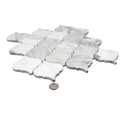 White 11x11 Polished Arabesque Calacatta Marble Mosaic Tile (5 pack, 5.35 sq ft/case)