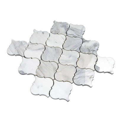 White 11x11 Polished Arabesque Calacatta Marble Mosaic Tile (5 pack, 5.35 sq ft/case)