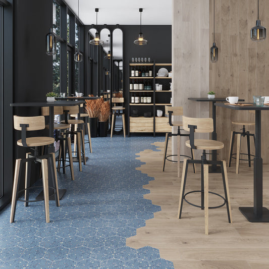 Blue 8x9 Matte Hexagon Porcelain Tile (25 pack, 9.93 sq ft/case) - Sample