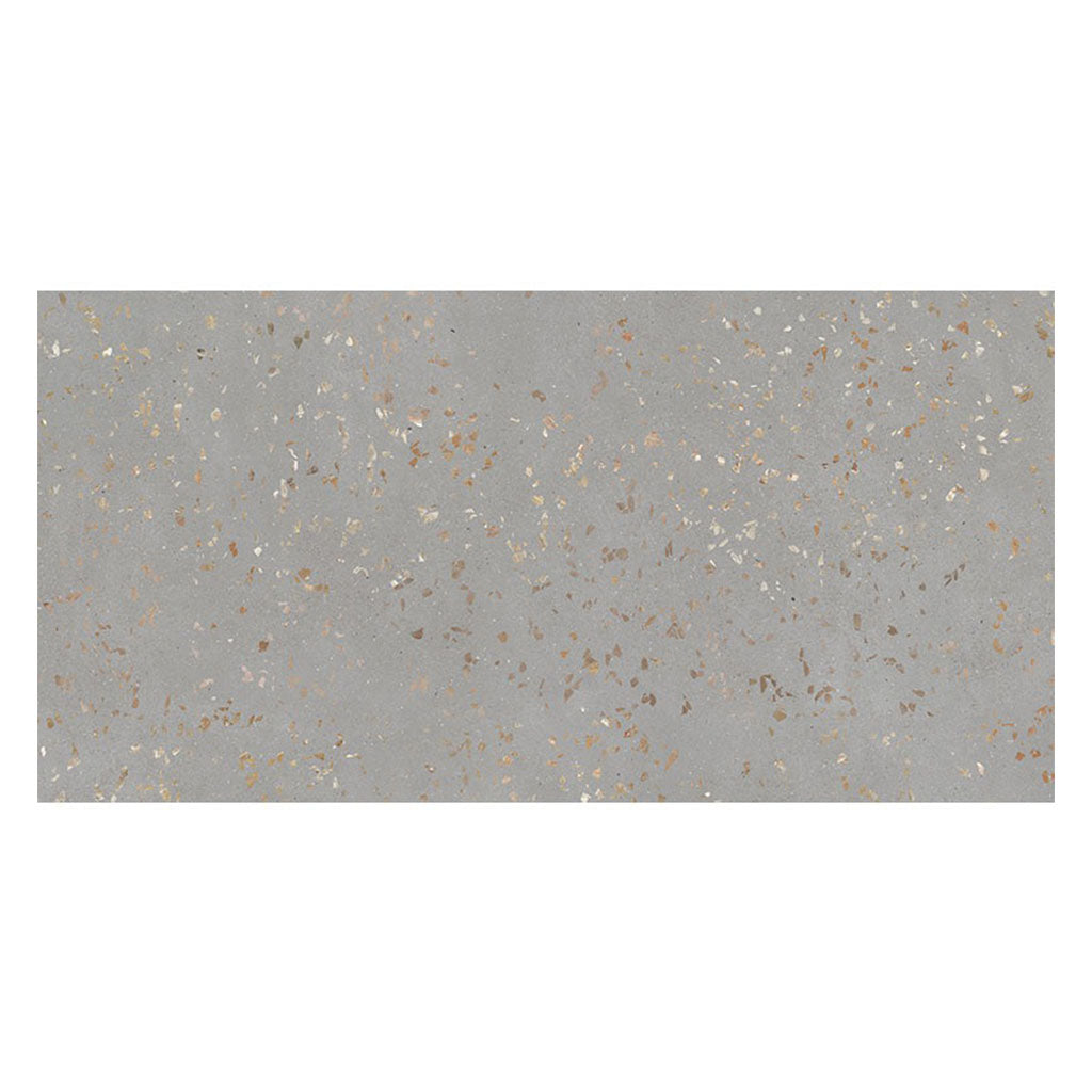Warm Gray with Gold Flecks 24x48 Polished Square Porcelain Large Format Tile (2 pack, 15.49 sq ft/case)