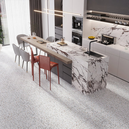 Bright White with Multi flecks 24x24 Matte Square Porcelain Large Format Tile (4 pack, 15.93 sq ft/case)