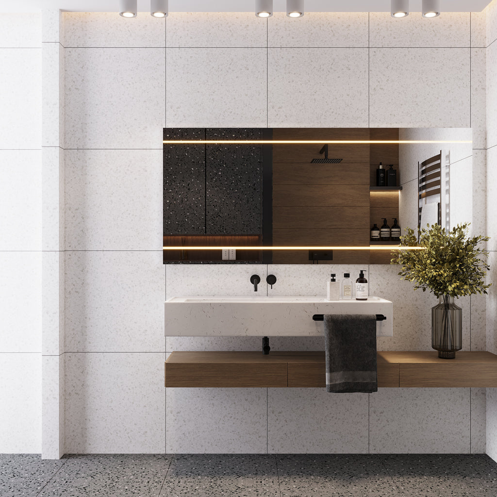 Bright White with Gray Flecks 24x24 Matte Square Porcelain Large Format Tile (4 pack, 15.93 sq ft/case)