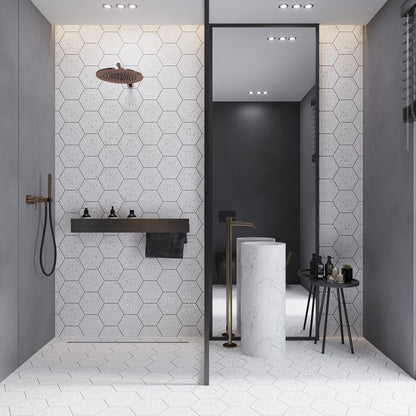 White 8x9 Matte Hexagon Porcelain Tile (25 pack, 9.93 sq ft/case) - Sample