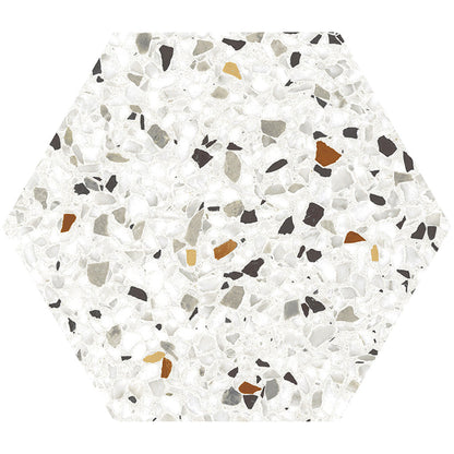 White Multicolor 8x9 Matte Hexagon Porcelain Tile (25 pack, 9.93 sq ft/case)