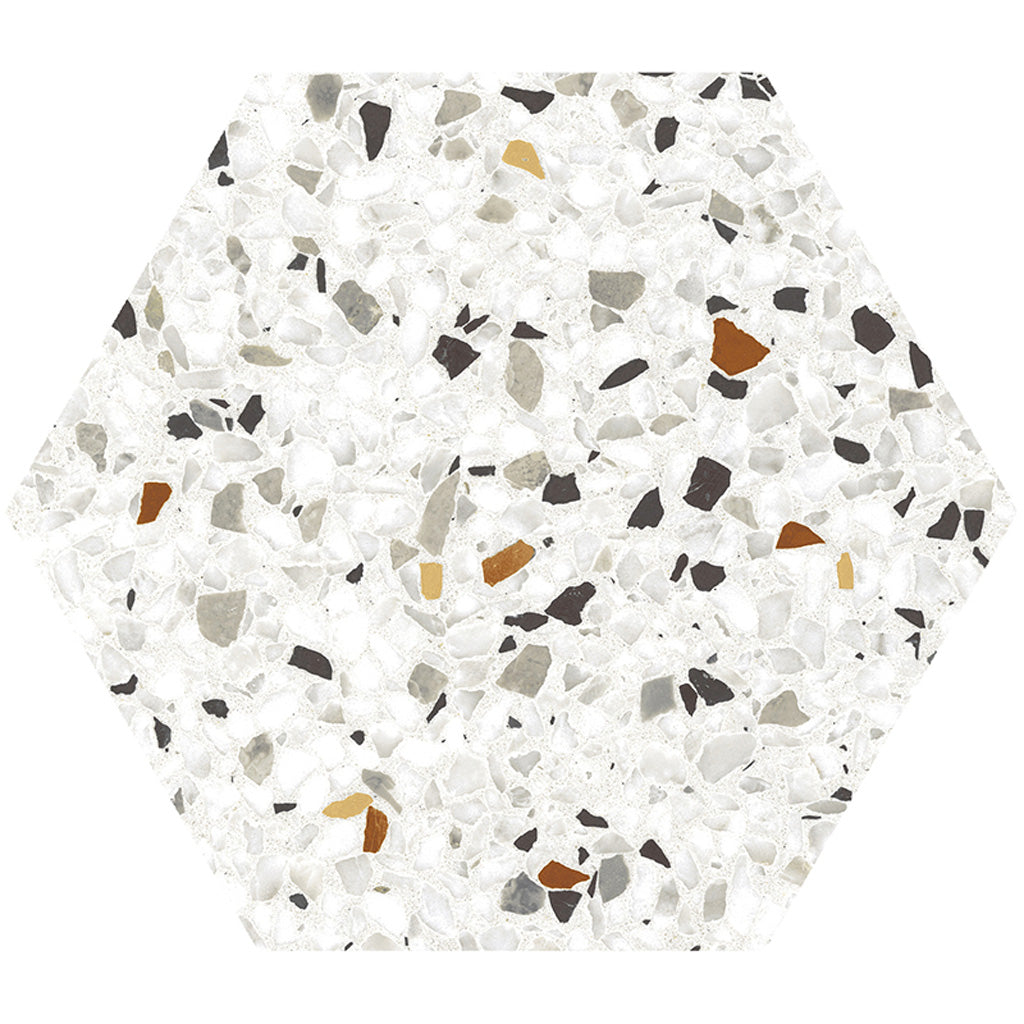 White Multicolor 8x9 Matte Hexagon Porcelain Tile (25 pack, 9.93 sq ft/case) - Sample