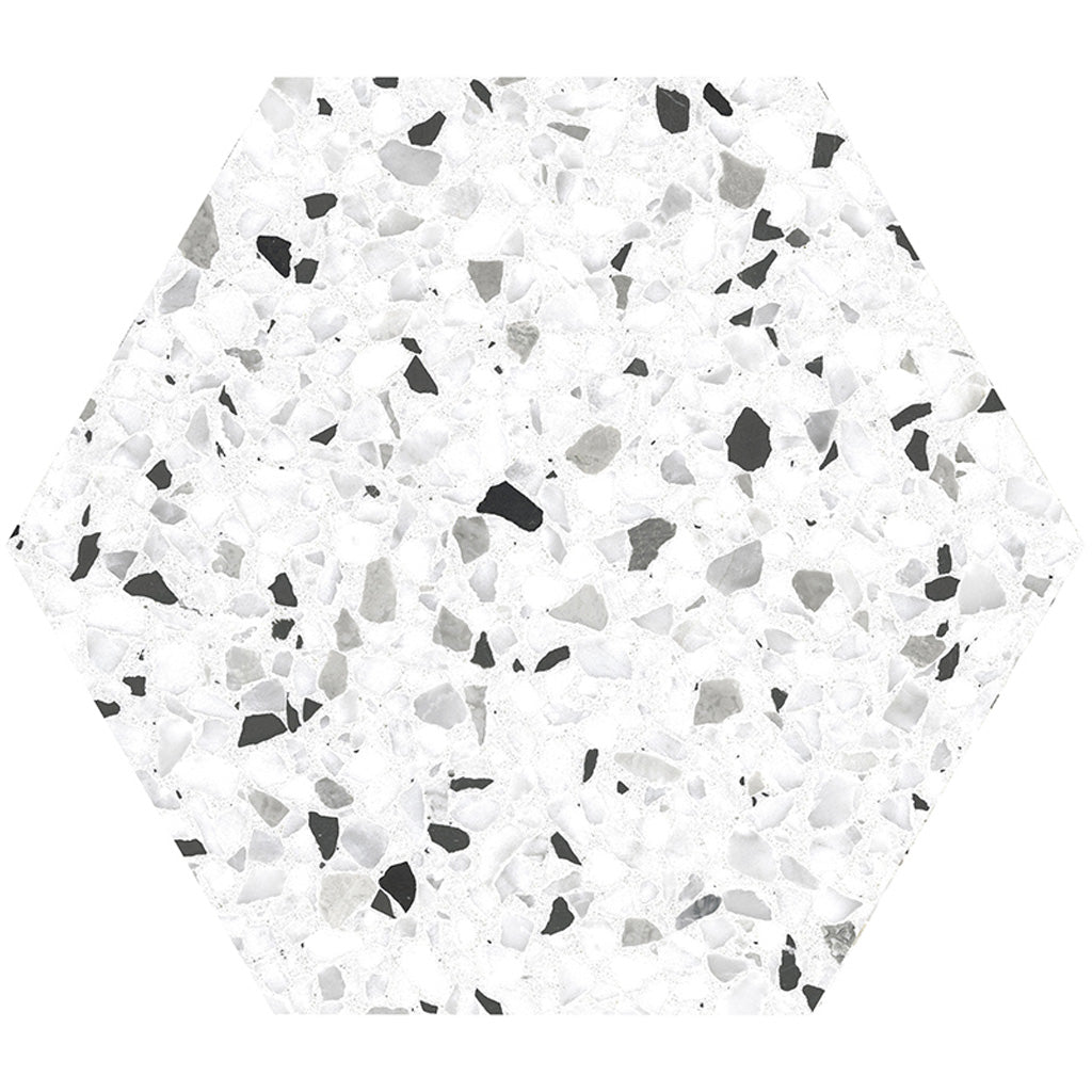 White Black 8x9 Matte Hexagon Porcelain Tile (25 pack, 9.93 sq ft/case)