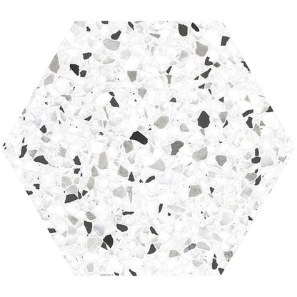 White Black 8x9 Matte Hexagon Porcelain Tile (25 pack, 9.93 sq ft/case)
