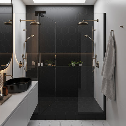 Metal Black 8x9 Matte Hexagon Porcelain Tile (25 pack, 9.93 sq ft/case) - Sample
