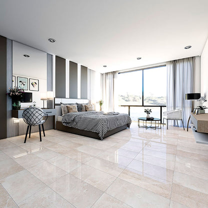 Delicate Beige Polished Marble Tile